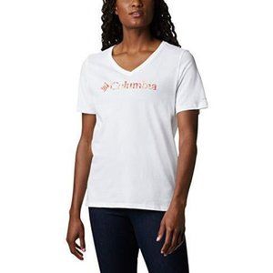 Columbia Women's Mount Rose Tee Shirt, Jersey Cotton Blend, White Size 2X Plus